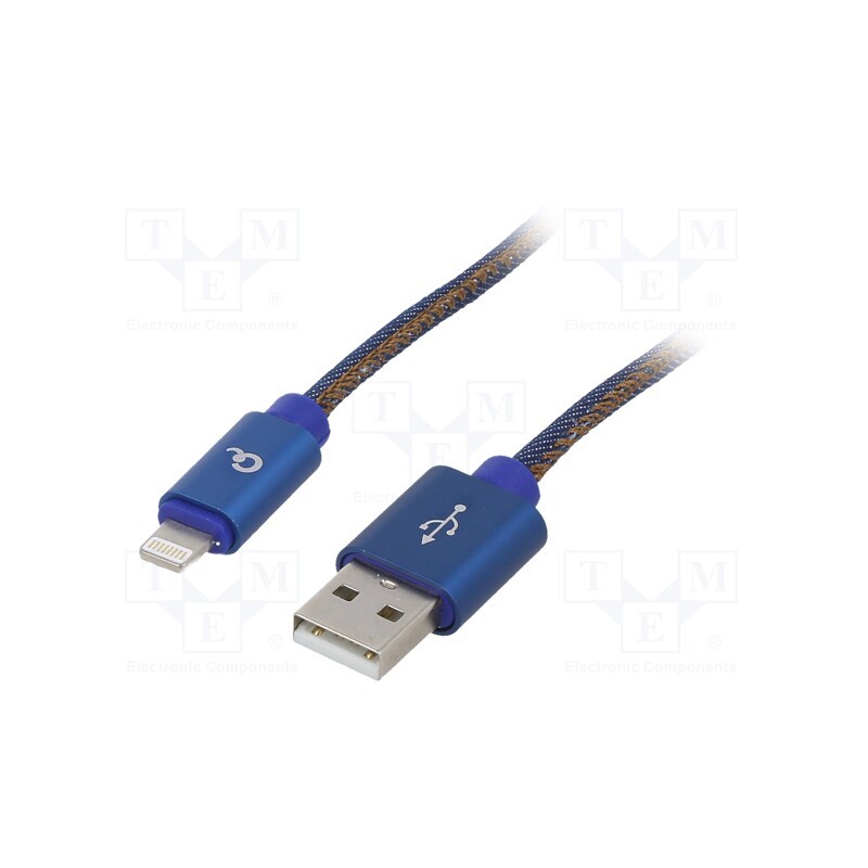 1 pcs x GEMBIRD - CC-USB2J-AMLM-1M-BL - Cable, USB 2.0, Apple Lightning plug,USB A plug, gold-plated, 1m