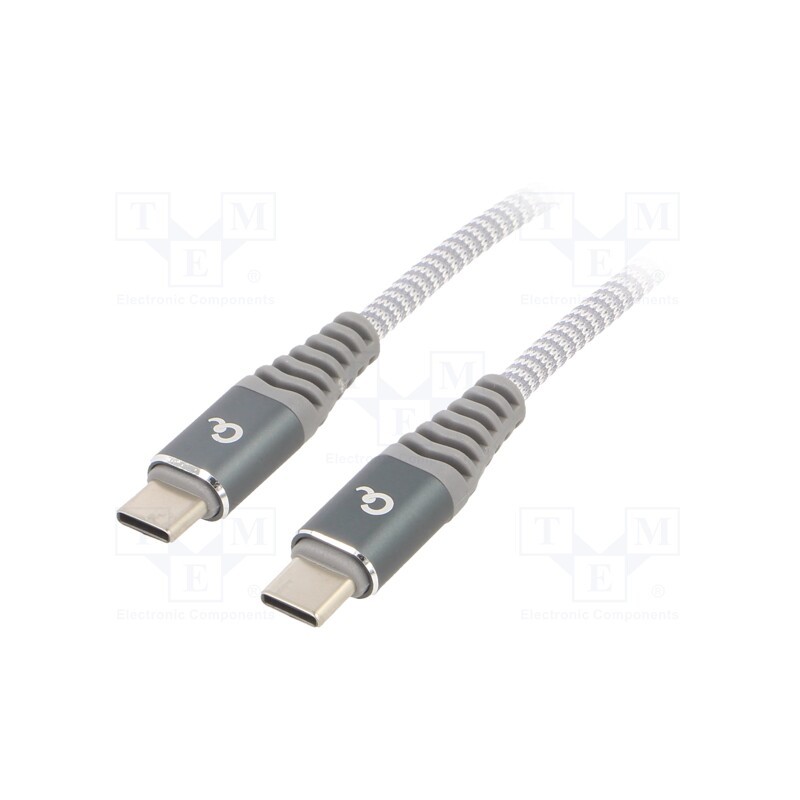1 pcs x GEMBIRD - CC-USB2B-CMCM60-1.5M - Cable, USB 2.0, USB C plug,both sides, 1.5m, white-grey, 480Mbps