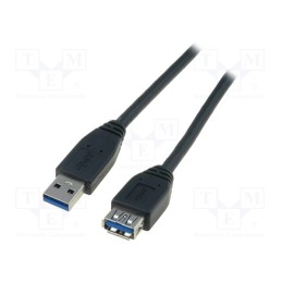 1 pcs x DIGITUS - AK-300203-030-S - Cable, USB 3.0, USB A socket,USB A plug, nickel plated, 3m, black
