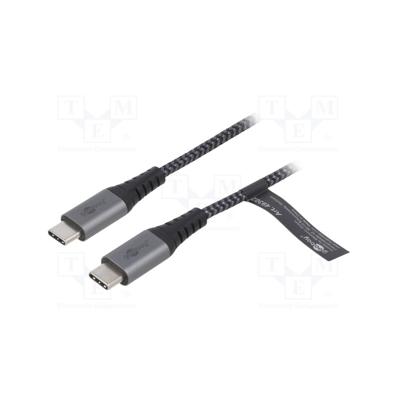 1 pcs x Goobay - 49303 - Cable, USB 2.0, USB C plug,both sides, 2m, 480Mbps, textile
