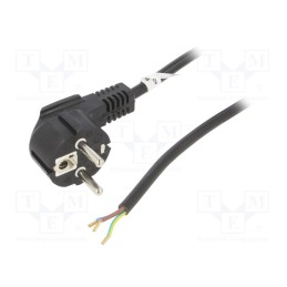 1 pcs x Goobay - 50083 - Cable, CEE 7/7 (E/F) plug angled,wires, PVC, 2m, black, 10A, 250V