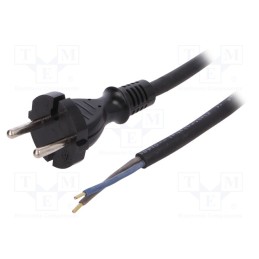 1 pcs x PLASTROL - W-97194 - Cable, 2x1.5mm2, CEE 7/17 (C) plug,wires, rubber, 4m, black, 16A