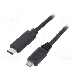 1 pcs x QOLTEC - 50476 - Cable, USB 2.0, USB B micro plug,USB C plug, 1.2m, black