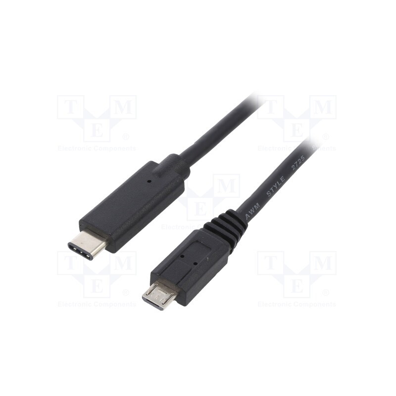 1 pcs x QOLTEC - 50476 - Cable, USB 2.0, USB B micro plug,USB C plug, 1.2m, black