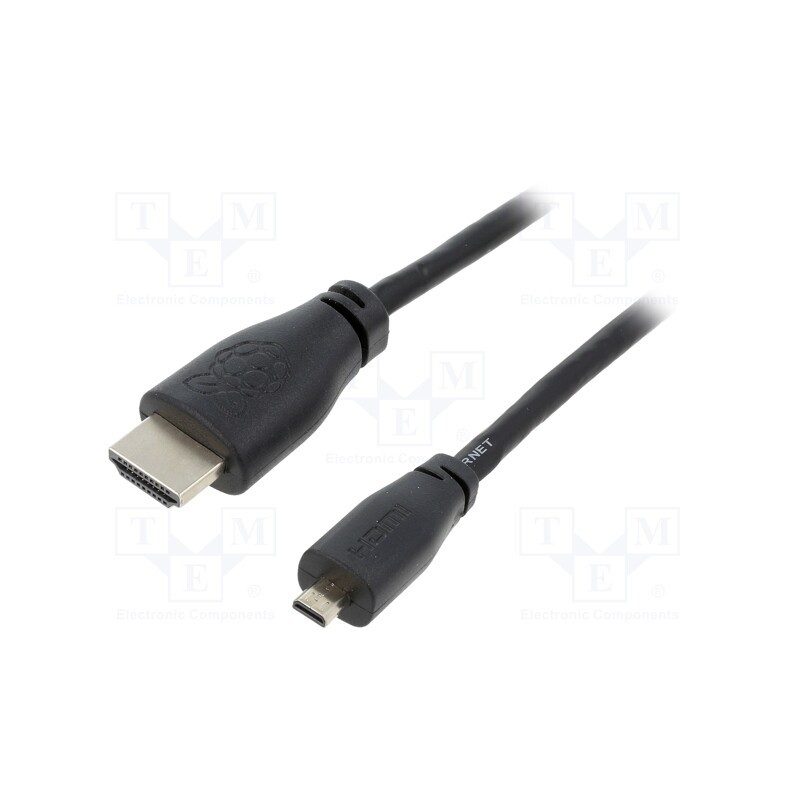 1 pcs x RASPBERRY PI - RPI-16336 - Cable, HDMI 2.0, HDMI plug,micro HDMI plug, 1m, black