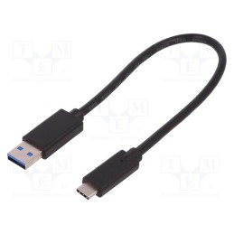 1 pcs x QOLTEC - 50420 - Cable, USB 3.0, USB A plug,USB C plug, 0.25m