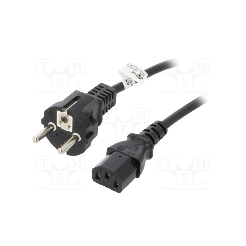 1 pcs x Goobay - 68605 - Cable, CEE 7/7 (E/F) plug,IEC C13 female, PVC, 1.5m, black, 10A