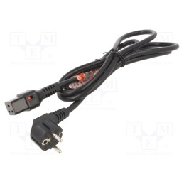 1 pcs x SCHAFFNER - IL19-EU1-H05-3150-200 - Cable, CEE 7/7 (E/F) plug angled,IEC C19 female, 2m, black, 16A