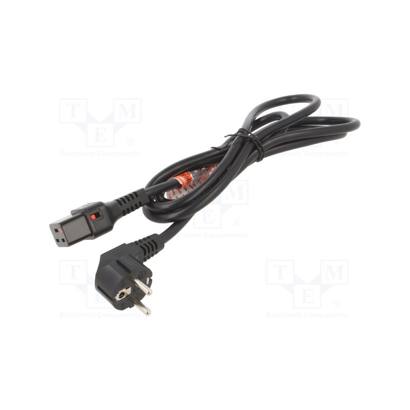 1 pcs x SCHAFFNER - IL19-EU1-H05-3150-200 - Cable, CEE 7/7 (E/F) plug angled,IEC C19 female, 2m, black, 16A