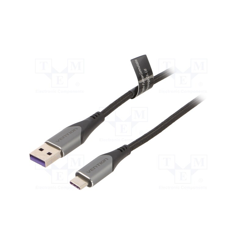 1 pcs x VENTION - COFHH - Cable, USB 2.0, USB A plug,USB C plug, nickel plated, 2m, black