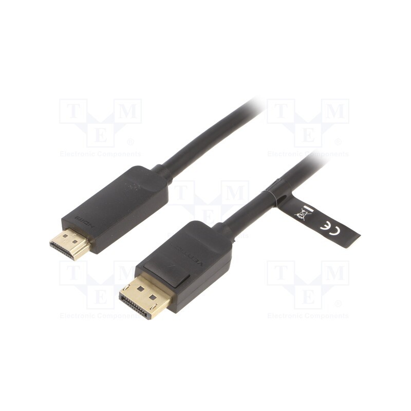 1 pcs x VENTION - HAGBG - Cable, DisplayPort plug,HDMI plug, Len: 1.5m, black, 30AWG