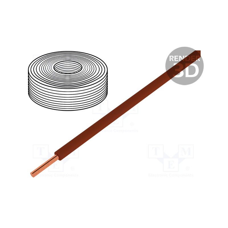 1 rol x DONAU ELEKTRONIK - 105-8 - Wire, 0.2mm2, solid, Cu, PVC, brown, 60V, 10m, 1x0.2mm2