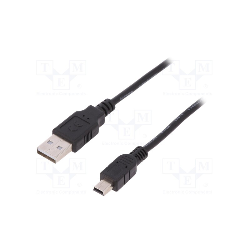 1 pcs x DIGITUS - AK-300130-030-S - Cable, USB 2.0, USB A plug,USB B mini plug, nickel plated, 3m