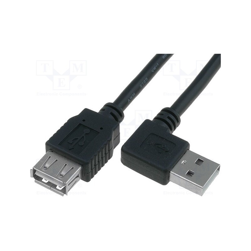 1 pcs x BQ CABLE - CAB-USB2AAF/2-K - Cable, USB 2.0, USB A socket,USB A angled plug, 1.8m, black