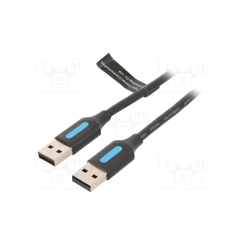 1 pcs x VENTION - COJBF - Cable, USB 2.0, USB A plug,both sides, nickel plated, 1m, black