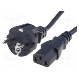 1 pcs x SCHURTER - 6003.0215 - Cable, 3x1mm2, CEE 7/7 (E/F) plug,IEC C13 female, PVC, 2.5m, 10A