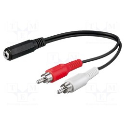 1 pcs x Goobay - 50092 - Cable, Jack 3.5mm 3pin socket,RCA plug x2, 0.2m, black