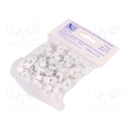 1 pcg x PAWBOL - H.7012A -100 -AS - Holder, white, for flat cable,YDYp 2x1,5, 100pcs, with a nail
