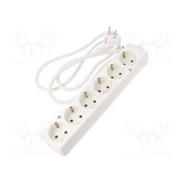 1 pcs x PLASTROL - T-97485 - Extension lead, 3x1.5mm2, Schuko, Sockets: 6, white, 1.5m, 16A