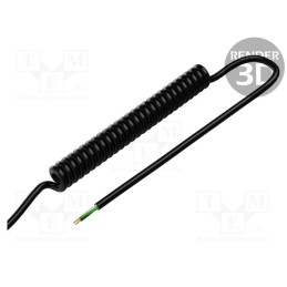 1 pcs x SIMECH - SPT00136C - Wire: coiled, 3x0.35mm2, unshielded, PUR, black, 300V, 0.3m, 1.2m