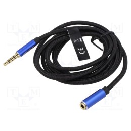 1 pcs x VENTION - BHCLG - Cable, Jack 3.5mm 4pin socket,Jack 3,5mm 4pin plug, 1.5m, black