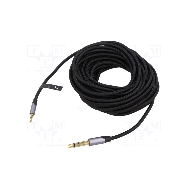 1 pcs x VENTION - BAUHF - Cable, Jack 3.5mm 3pin plug,Jack 6,3mm 3pin plug, 1m, black