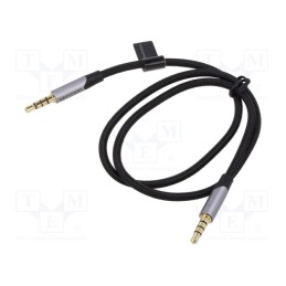 1 pcs x VENTION - BAQHD - Cable, Jack 3,5mm 4pin plug,both sides, 0.5m, black, textile