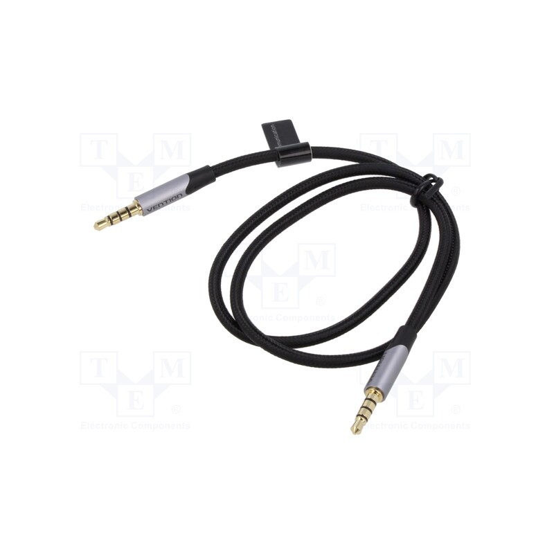 1 pcs x VENTION - BAQHD - Cable, Jack 3,5mm 4pin plug,both sides, 0.5m, black, textile