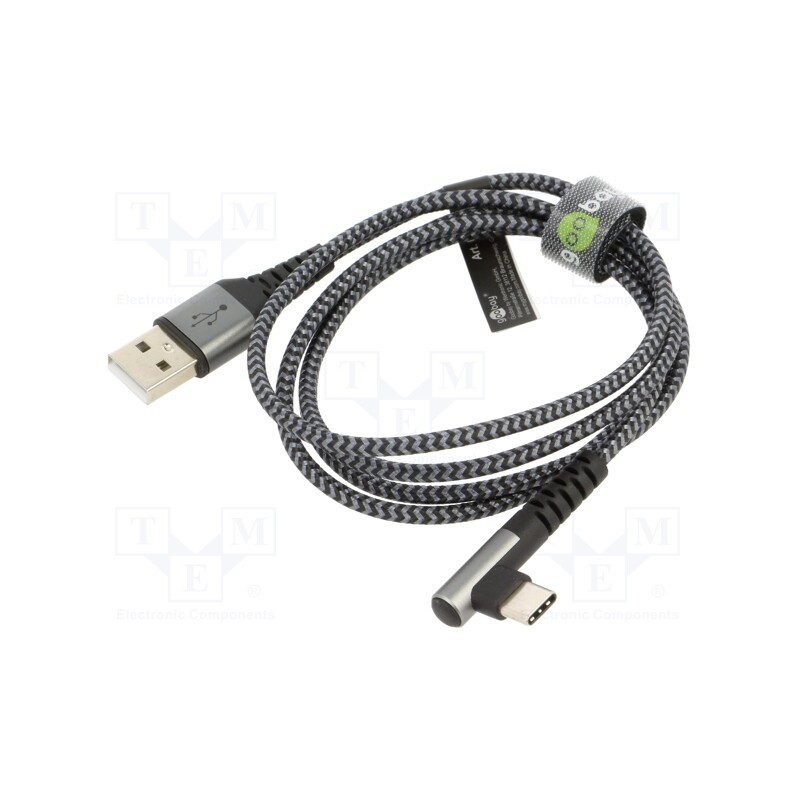 1 pcs x Goobay - 64656 - Cable, USB 2.0, USB A plug,USB C angled plug, 1m, 480Mbps