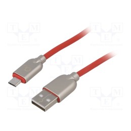 1 pcs x GEMBIRD - CC-USB2R-AMMBM-2M-R - Cable, USB 2.0, USB A plug,USB B micro plug, gold-plated, 2m, red