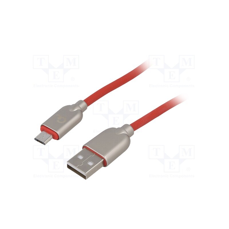 1 pcs x GEMBIRD - CC-USB2R-AMMBM-2M-R - Cable, USB 2.0, USB A plug,USB B micro plug, gold-plated, 2m, red