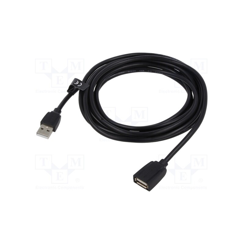 1 pcs x VENTION - VAS-A44-B300 - Cable, USB 2.0, USB A socket,USB A plug, nickel plated, 3m, black