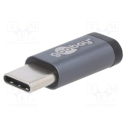 1 pcs x Goobay - 56635 - Adapter, OTG,USB 2.0, USB B micro socket,USB C plug, grey