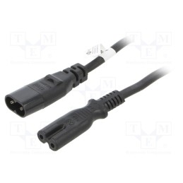1 pcs x Goobay - 97201 - Cable, IEC C7 female,IEC C8 male, PVC, 2m, black, 2.5A, 250V