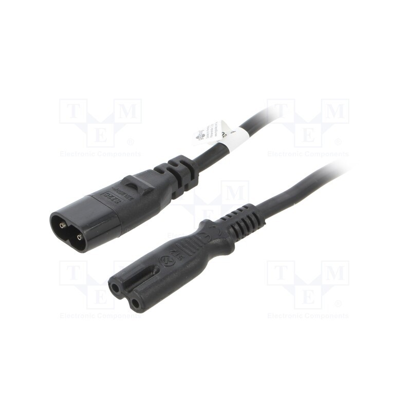 1 pcs x Goobay - 97201 - Cable, IEC C7 female,IEC C8 male, PVC, 2m, black, 2.5A, 250V