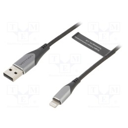 1 pcs x VENTION - LABHF - Cable, USB 2.0, Apple Lightning plug,USB A plug, 1m, black, 2.4A