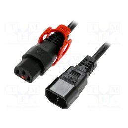 1 pcs x IEC LOCK - IEC-PC1526 - Cable, IEC C13 female,IEC C14 male, PVC, 2m, black, 10A, 250V