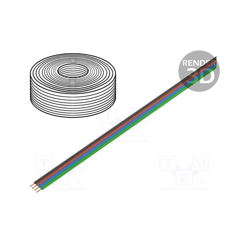 1 rol x DONAU ELEKTRONIK - 419-005 - Wire: ribbon, FBK Toy, 4x0.25mm2, stranded, Cu, PVC, 100V, 5m