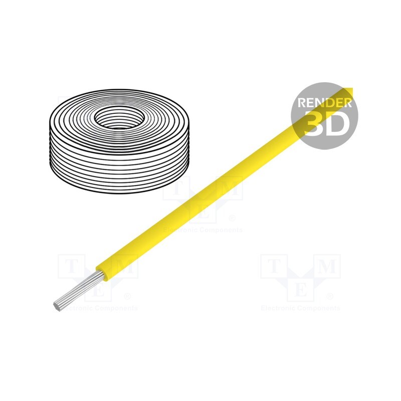 1 rol x DONAU ELEKTRONIK - 110-3 - Wire, stranded, Cu, 0.04mm2, PVC, yellow, 60V, 10m, 1x0.04mm2