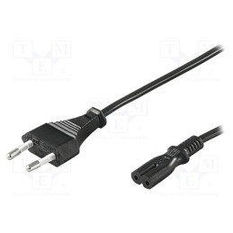 1 pcs x Goobay - 95038 - Cable, 2x0.75mm2, CEE 7/16 (C) plug,IEC C7 female, PVC, 3m, black