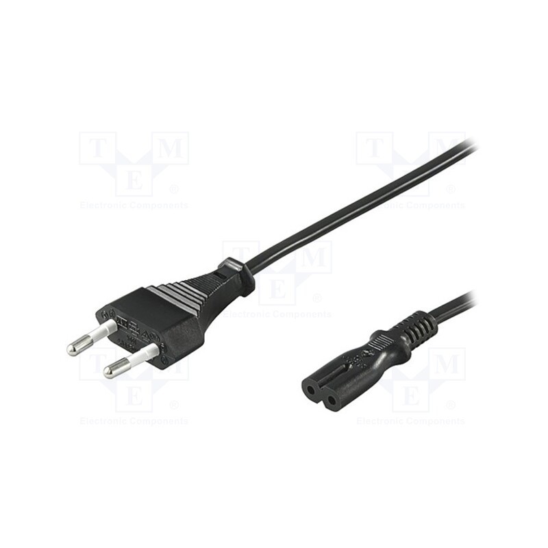 1 pcs x Goobay - 95038 - Cable, 2x0.75mm2, CEE 7/16 (C) plug,IEC C7 female, PVC, 3m, black