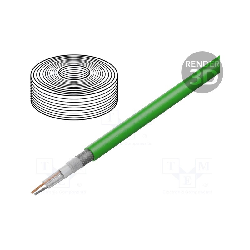 1 m x TASKER - C128 GREEN - Wire: microphone cable, 2x0.35mm2, green, OFC, -15÷70°C, PVC