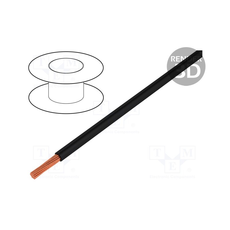 1 m x STu00c4UBLI - 61.7612-21 - Wire, Silistrom®, 1x6mm2, stranded, OFC, silicone, black, 1.5kV, 54A