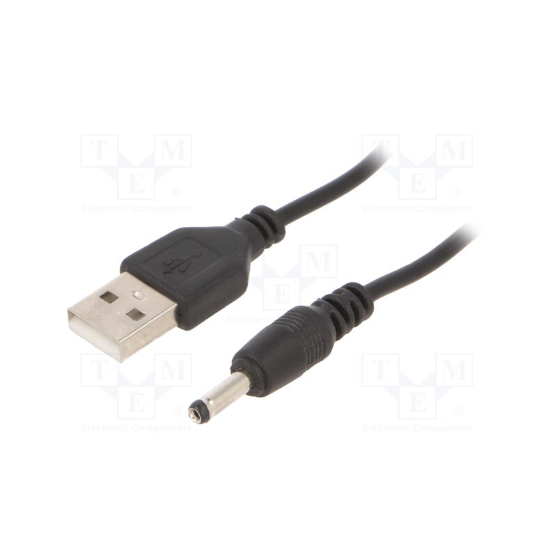 1 pcs x GEMBIRD - CC-USB-AMP35-6 - Cable, USB A plug,DC 3,5/1,35 plug, black, 1.8m