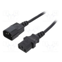 1 pcs x GEMBIRD - PC-189-VDE - Cable, 3x0.75mm2, IEC C13 female,IEC C14 male, PVC, 1.8m, black