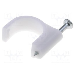 1 pcg x Goobay - 17083 - Holder, white, on round cable, 100pcs, with a nail, Ø: 12mm