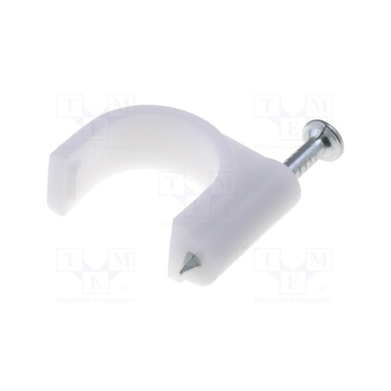 1 pcg x Goobay - 17083 - Holder, white, on round cable, 100pcs, with a nail, Ø: 12mm