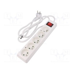 1 pcs x PLASTROL - T-97404 - Extension lead, 3x1.5mm2, Sockets: 5, white, 1.5m, 16A