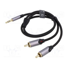 1 pcs x VENTION - BCNBD - Cable, Jack 3.5mm 3pin plug,RCA plug x2, 0.5m, black, PVC