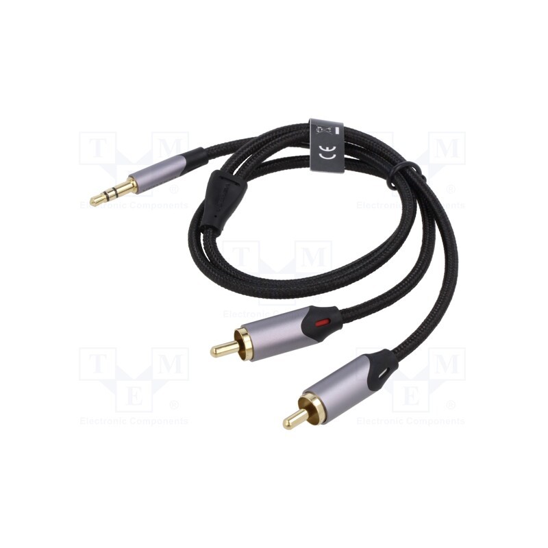 1 pcs x VENTION - BCNBD - Cable, Jack 3.5mm 3pin plug,RCA plug x2, 0.5m, black, PVC